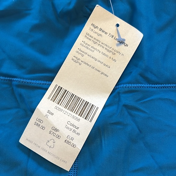 Sweaty Betty High Rise Waist Shine 7/8 Legging Tight Teal Yoga Athletic - Picture 3 of 5